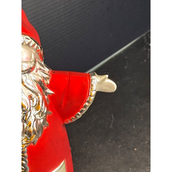 Red Silver Tabletop Santa Claus Arms Out Vtg READ - Picture 5 of 16